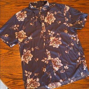 Abercrombie & Fitch Floral Button Down Shirt - Brown and Cream
